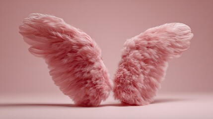 Poster - Pink feathers with a pink background. The feathers are fluffy and look like they are from a bird
