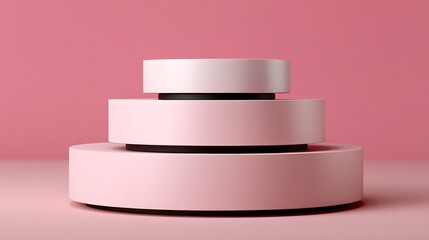 Poster - Pink cake with three layers. The cake is made of a material that looks like plastic