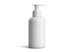 White pump bottle mockup on transparent background, concept for cosmetic product packaging design