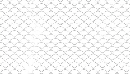 Poster - Seamless pattern of delicate, overlapping grayscale semicircles resembling fish scales or wave-like forms, creating a subtle textured background