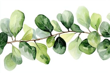 Stunning botanical illustration of oak foliage in watercolor.