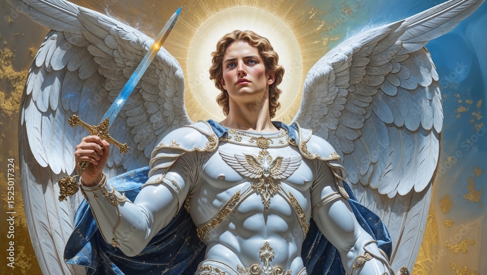 Archangel Michael fantasy art background, mighty warrior angel Stock ...
