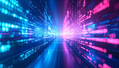 Poster - business, abstract purple background, blur computer code
