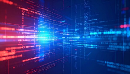 Poster - business, abstract purple background, blur computer code