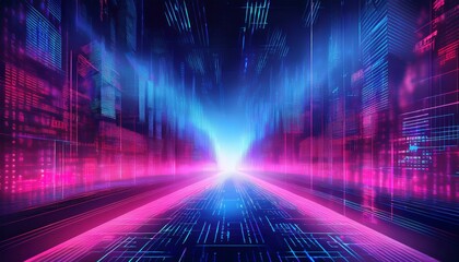 Poster - business, abstract purple background, blur computer code