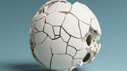 Fractured sphere with inner structure breaking apart
