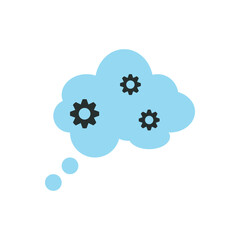 Poster - Clouds process icon vector. Cloud with gears showing cloud computing or mental processing. 