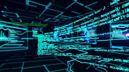 Leinwandbilder - Exploring the world of digital data and programming in a futuristic environment