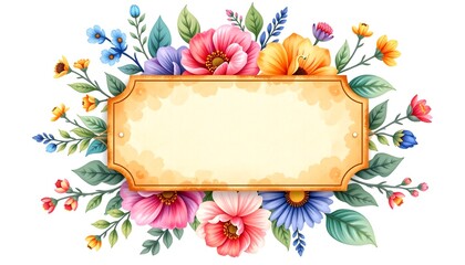 Poster - A beautiful floral arrangement with an elegant, empty frame in the center