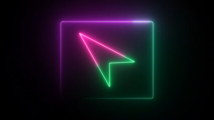 Poster - Neon Cursor Inside a Square with a Gradient from Pink to Green on Black neon