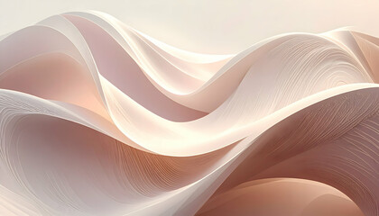 Poster - Abstract wave patterns in soft colors with smooth curves and flowing lines