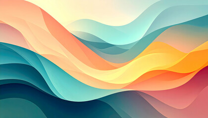 Poster - Abstract colorful wave patterns in soothing pastel tones