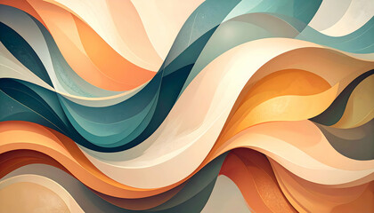 Poster - Abstract waves in warm and cool colors creating flowing patterns