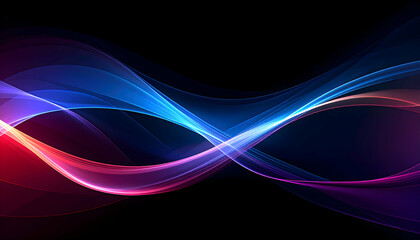 Fototapete - Colorful wave patterns with blue pink and purple tones on black background