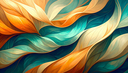 Fototapete - Abstract colorful wave pattern with flowing textures and gradients