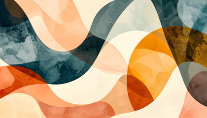 Poster - Colorful abstract waves and patterns in soft tones