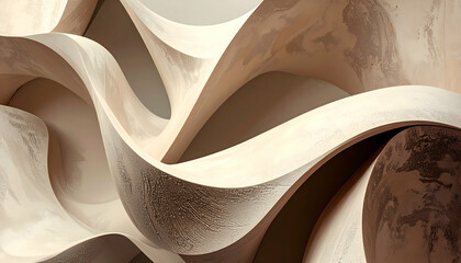Poster - Abstract wave patterns in beige and cream tones