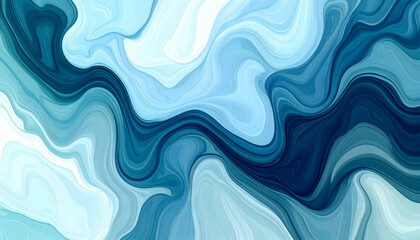 Poster - Abstract blue and turquoise wave pattern with smooth gradient