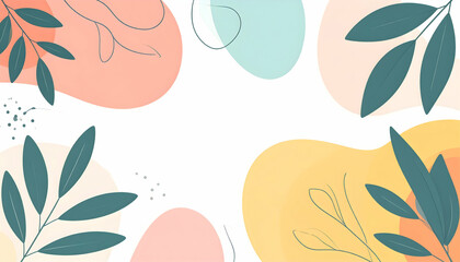 Poster - Colorful abstract leaves and shapes with a minimalist design