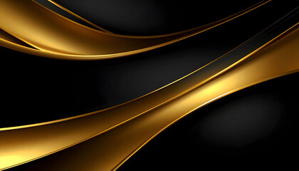Poster - Elegant gold curves on a dark background with smooth flowing design