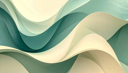 Poster - Abstract wave patterns with soft colors and flowing textures