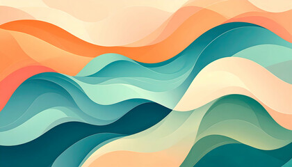 Poster - Abstract colorful wave pattern illustration with smooth curves and gradients