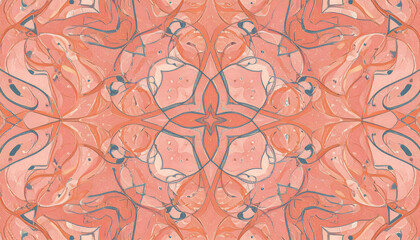 Poster - Abstract patterned design featuring intricate swirls and shapes in soft coral colors