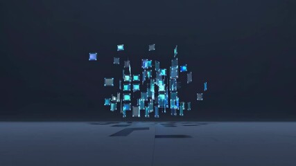 Aufkleber - Visual exploration of abstract geometric shapes with light effects in a dynamic digital environment