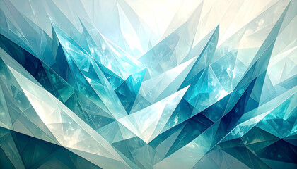 Poster - Abstract geometric patterns in shades of blue and white