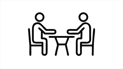 Poster - Two people sitting at a table icon isolated on white background