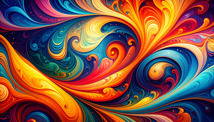 Poster - Colorful swirling abstract patterns in vibrant hues and dynamic shapes