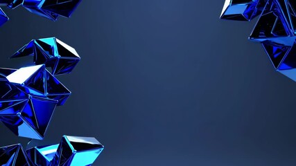 Leinwandbilder - Dynamic blue geometric shapes moving through a dark space create a captivating visual experience
