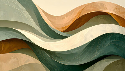 Poster - Wavy abstract design featuring soft color gradients and flowing lines