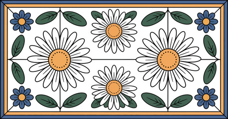 Poster - Daisy floral pattern background vector illustration graphic design element for fabric tile rug art decor editable stock vector illustration