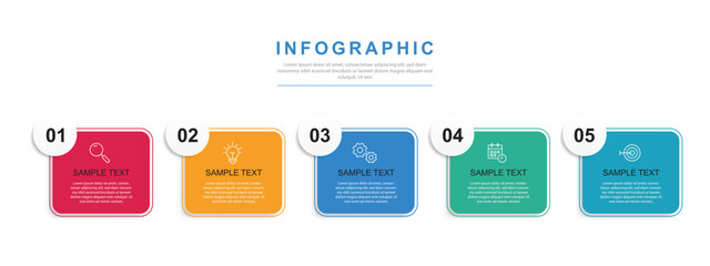Fototapete - Vector Infographic label design template with icons and 5 options or steps. for your business data. Vector Illustration.