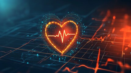 Aufkleber - A vibrant heart wave chart displayed on a digital interface, with pulsing animations that capture the attention and represent heart health