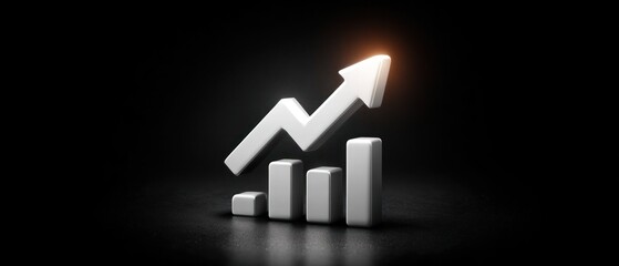 Aufkleber - An upward trending arrow rests upon a bar graph indicating growth ahead.