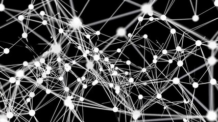Fototapete - Exploring complex network structures and their interconnected nodes in a digital environment