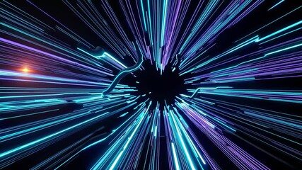 Leinwandbilder - Colorful digital light beams create an immersive experience in a futuristic setting