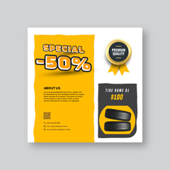 Wall Mural - tire store advertising banner design for online marketing | auto service and vehicle repair promotio