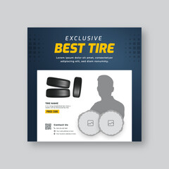 Wall Mural - digital banner design for tire shop marketing | automotive service and wheel replacement ad for soci