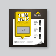 Wall Mural - tire promotion banner for social media platforms | car maintenance and auto repair service post temp