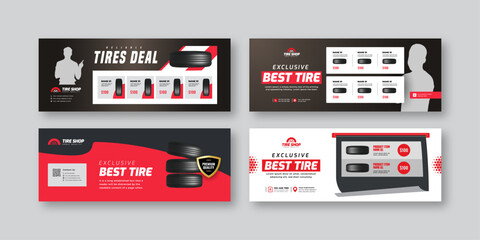 Wall Mural - tire shop social media banner design for car service promotion | automotive repair and tire sale adv