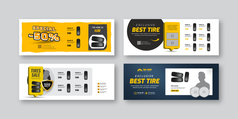 Wall Mural - tire service social media banner with discount banner design | car repair and wheel shop promotional