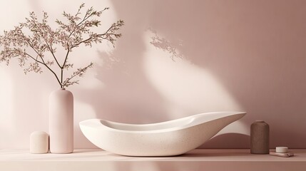 Poster - Elegant Minimalist Bathroom Scene with Vase and Decorative Elements