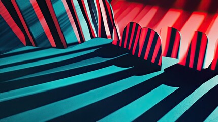 Poster - Abstract Colorful Composition with Geometric Shapes and Shadows
