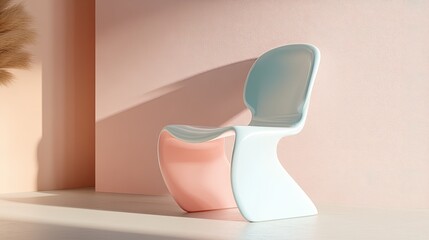Poster - Modern Minimalist Chair Design in Soft Pastel Shades for Interior Decor