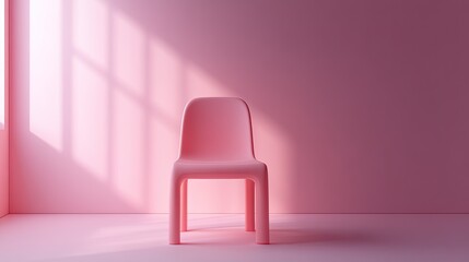Poster - Minimalist Pink Chair in Soft Light with Simple Background