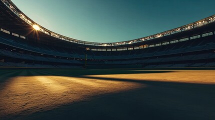 Poster - Sunset View of an Empty Stadium with Long Shadows and Calm Atmosphere
