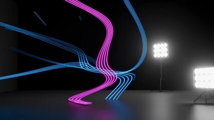 Aufkleber - Creative light trails dance in an artistic performance at a contemporary installation space